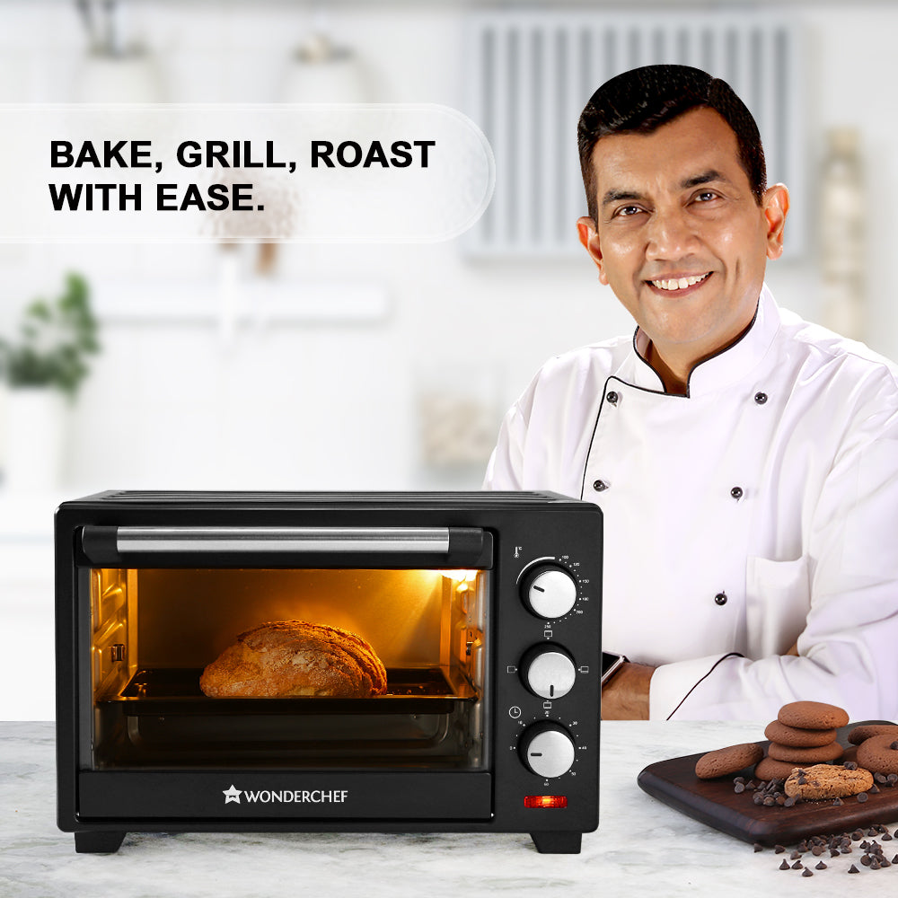 Wonderchef Oven Toaster Griller (OTG) - 19 litres, Black - with Auto-Shut  Off, Heat-Resistant Tempered Glass, Multi-Stage Heat Selection | Bake