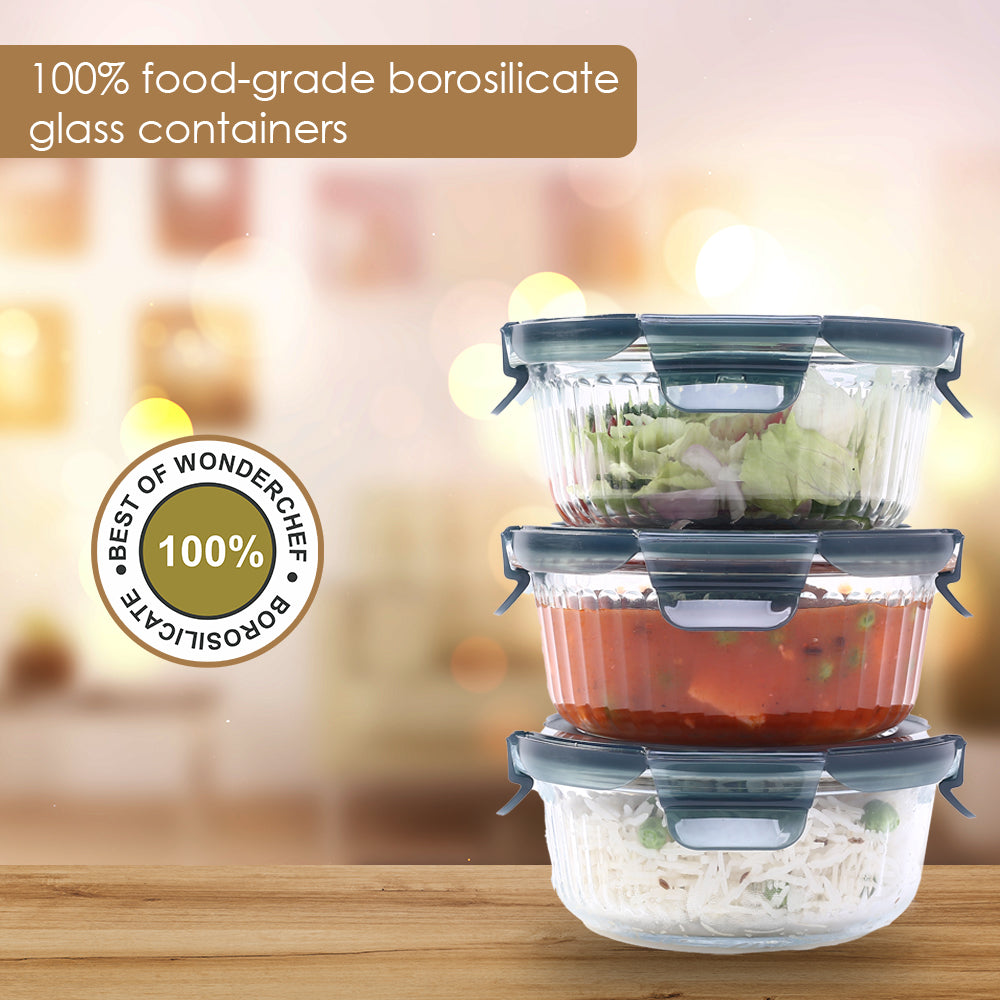 Verona Lunch Box Set of 3 Pcs, 400 ml, Leak Proof, Air Tight, Microwave Safe