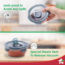 Load image into Gallery viewer, Verona Lunch Box Set of 2 | 400ml Borosilicate Glass Containers with Steam Vent | Leak Proof | Air Tight | Microwave Safe, Freezer Safe | Stain and Odour Free | Easy to Clean