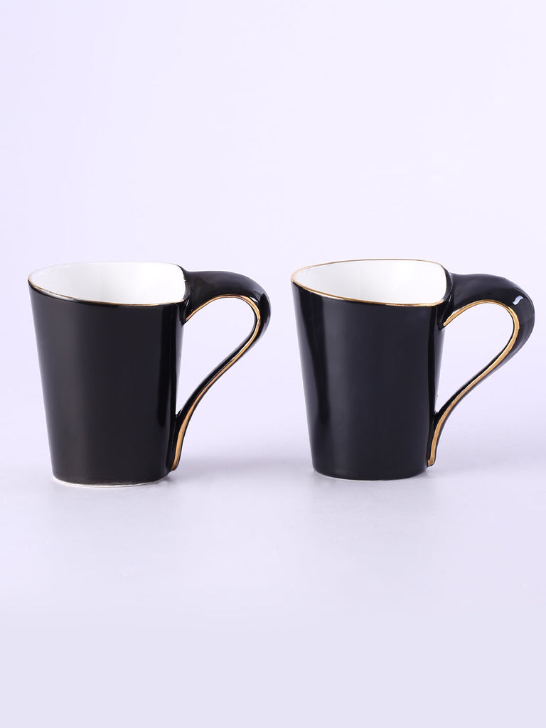 Sicilia Solid Black Mugs 190 ml Set of 2