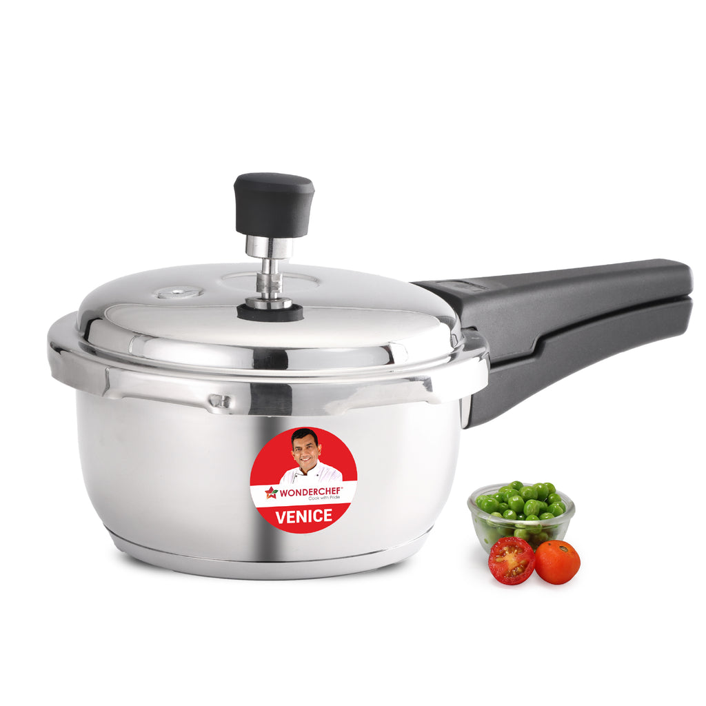 Venice Stainless-steel Pressure Cooker | 2L | Outer Lid | Triply Bottom | Safe Cooking | Compatible with Gas Stove, Induction, Ceramic, and Electric Stoves | ISI Certified | 5-Year Warranty