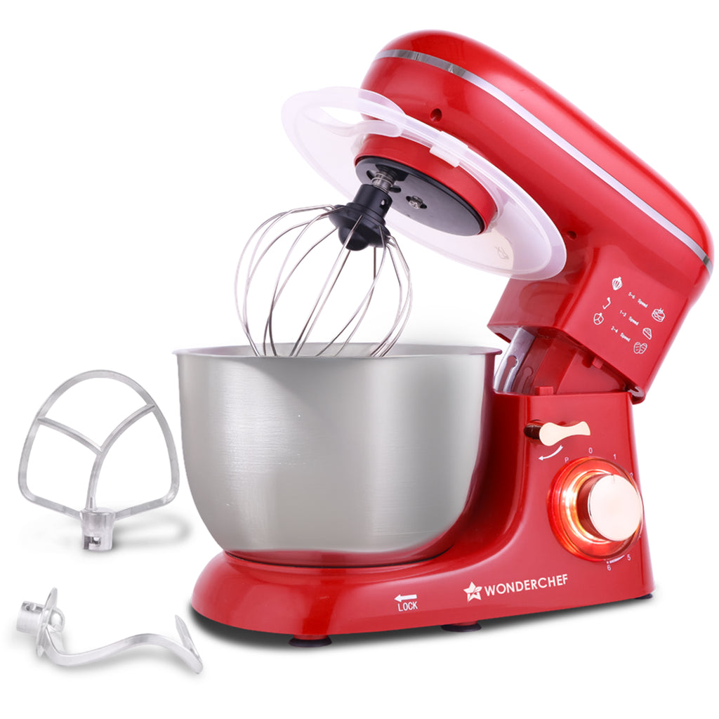 Regalia Stand Mixer | 4.5L Stainless-steel Bowl | Whisk, Whip, Beat, Mix | For Cake & Pizza Doughs, Creams, Salad Dressings, Egg Whites/Yolks | 6-speed Setting | 3 Attachments | 2-year Warranty 