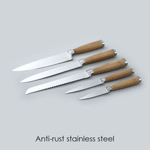 Load image into Gallery viewer, Razor Knife Block Set, Anti-rust Stainless Steel, Straight and Serrated Knives, 20.3 CM