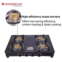 Load image into Gallery viewer, Wonderchef Ruby Black 4 Burner Glass Cooktop - Wonderchef