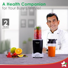 Load image into Gallery viewer, Nutri-blend Activ Mixer Grinder Blender, Smoothie Maker, 500W 22000 RPM 100% Full Copper Motor, 2 Unbreakable Jars, SS Blades, 2 Year Warranty, Recipe book by Chef Sanjeev Kapoor, Black