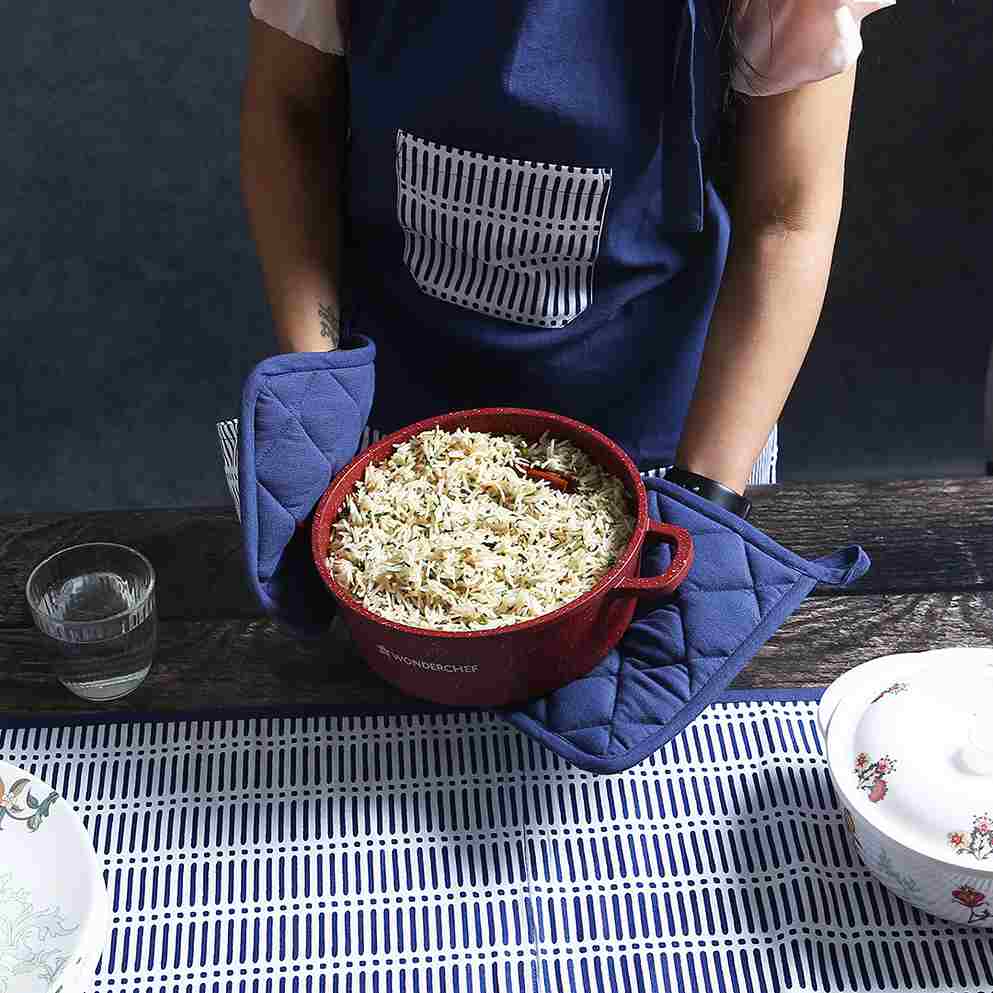 Como Pot holder with pocket - Blue