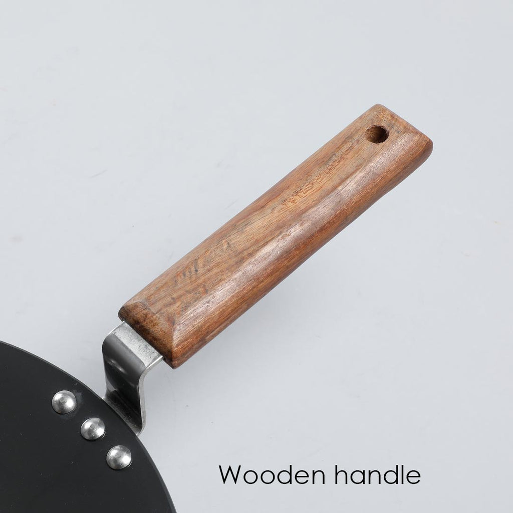 Ebony 25 cm Roti Tawa | Wooden Handle With Rivets | Hard Anodized Aluminium | Non Stick Tawa | 4.88 mm | 2 Years Warranty | Black
