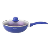 Wonderchef Renewed Blueberry Aluminium  24cm Wok (Without Lid) | Non-Stick| Induction Friendly Cookware | Soft Touch Handle | Pure Grade Aluminium | PFOA Free