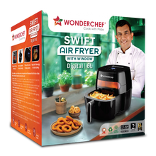 Load image into Gallery viewer, Swift Digital Air Fryer with Window | 1350W, 6 Litres | Rapid Air Technology | 7 Pre-set Functions | Non-stick Basket | Auto Shut-off | Touch Screen | Fry, Bake, Grill, Roast | 2-Year Warranty | Black