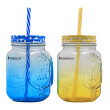 Load image into Gallery viewer, Mason Jar Set 450Ml (Yellow And Blue)