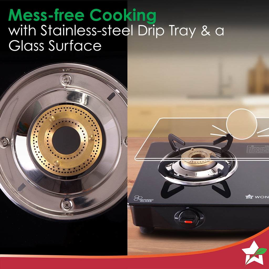 Zest Neo Cooktop | 2 Burners (1 Medium, 1 Small) | Premium Glass Surface | Space Saving Design | Brass Burners | ISI Approved | Free Gas Lighter and Kitchen Knife | 2-Year Warranty