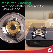 Load image into Gallery viewer, Zest Neo Cooktop | 2 Burners (1 Medium, 1 Small) | Premium Glass Surface | Space Saving Design | Brass Burners | ISI Approved | Free Gas Lighter and Kitchen Knife | 2-Year Warranty