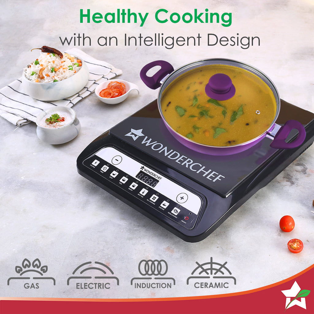 Royal Velvet Non-stick 24cm Kadhai with Lid and Handles | Glass Lid | Induction Ready | Soft-touch handles |Non – Toxic I Virgin Aluminium| 3 mm thick | 2 year warranty | Purple