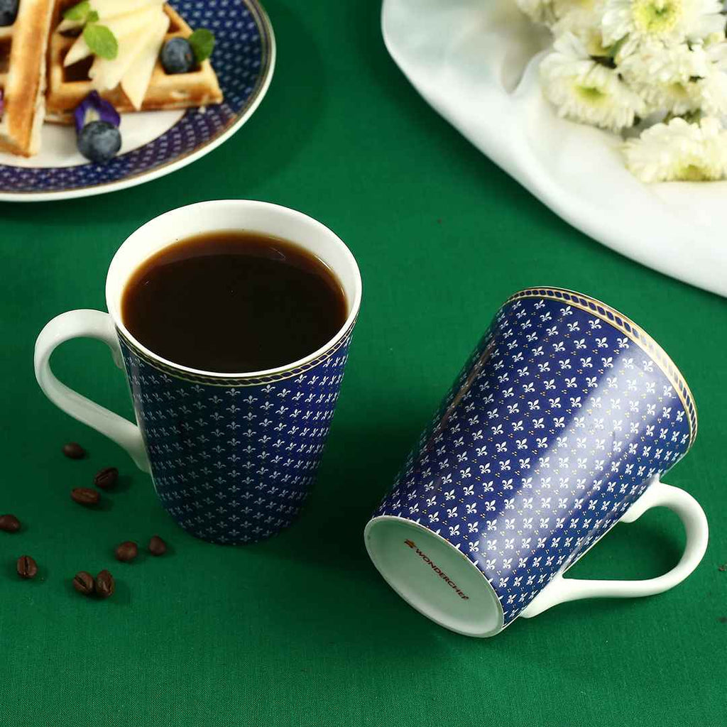 Sicilia Fine Bone China Coffee Mug - Royal Blue - Set of 2 Pcs