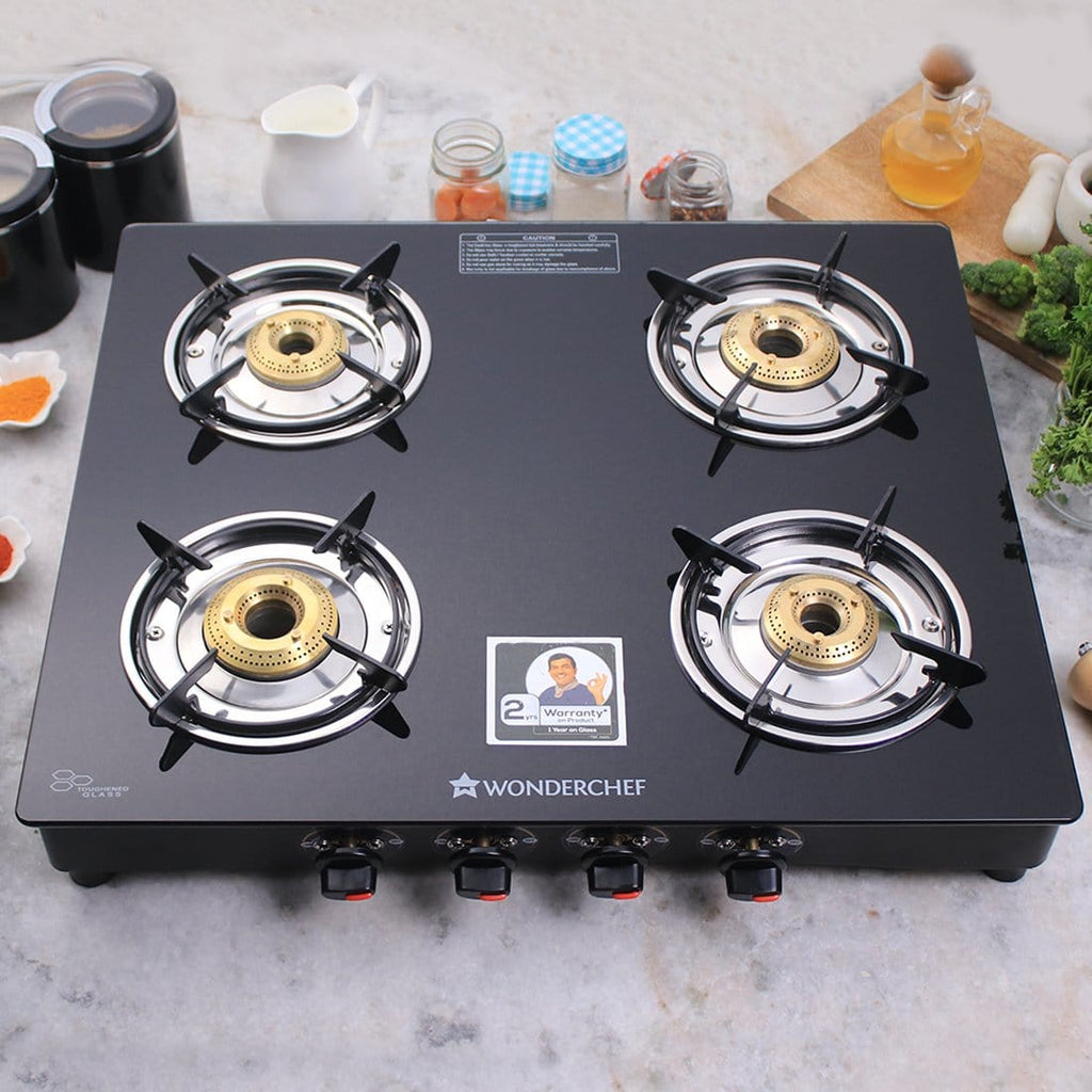 Wonderchef Ruby Black 4 Burner Glass Cooktop - Wonderchef