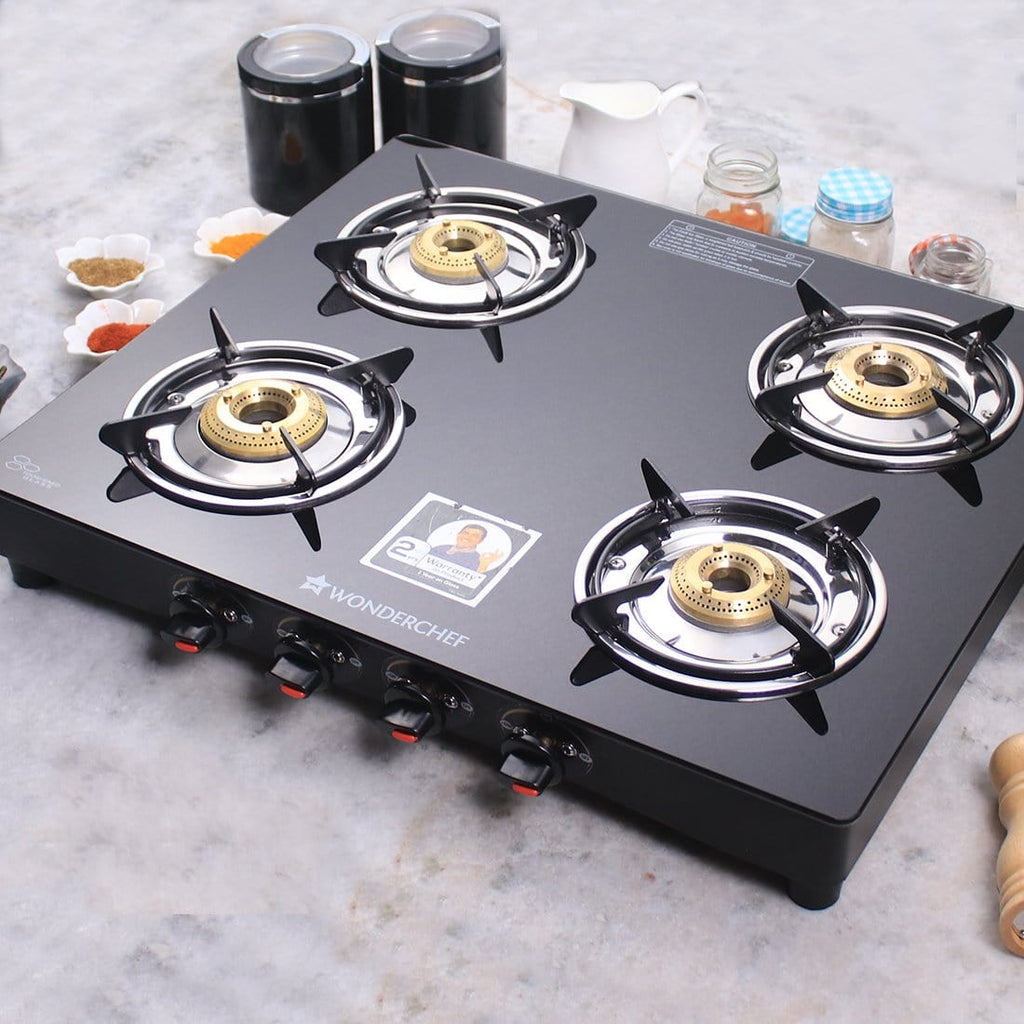 Wonderchef Ruby Black 4 Burner Glass Cooktop - Wonderchef