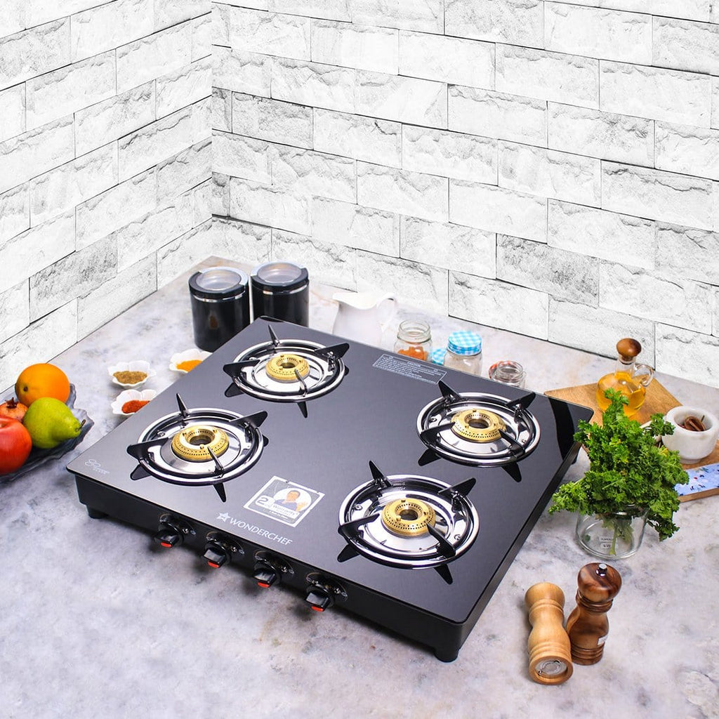 Wonderchef Ruby Black 4 Burner Glass Cooktop - Wonderchef