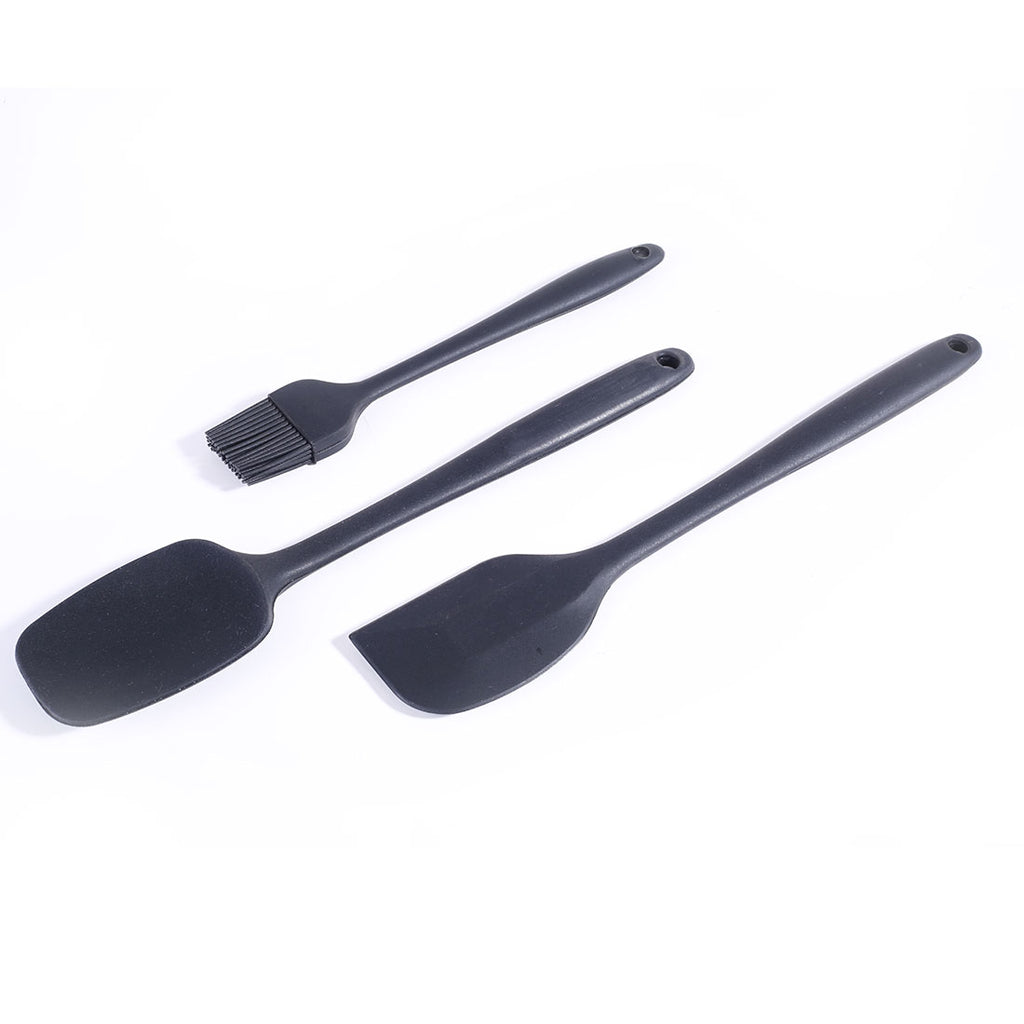 Ambrosia Silicone Kitchen Tools Set of 3 Pcs. | Spatula, Spoon, Brush | Food-Grade Silicone | Use for Flipping, Turning, Scrapping, Mixing, Stirring | Odour and Stain Free