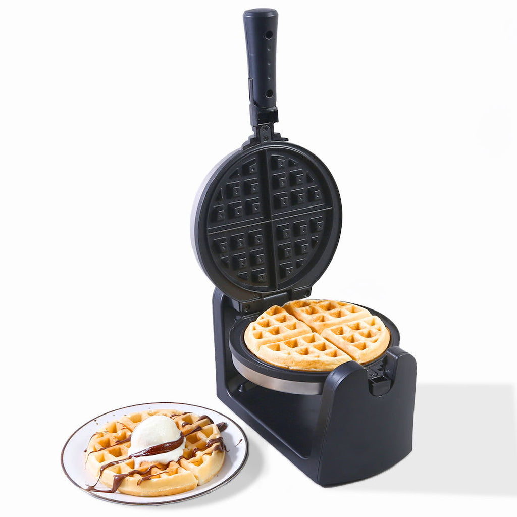 1000 Watt Belgian Waffle Maker | Non-stick Plates| Adjustable Temperature Control | Stainless Steel Body | 180 Degree Rotating Function For Uniform Baking | 1 Year Warranty | Steel & Black