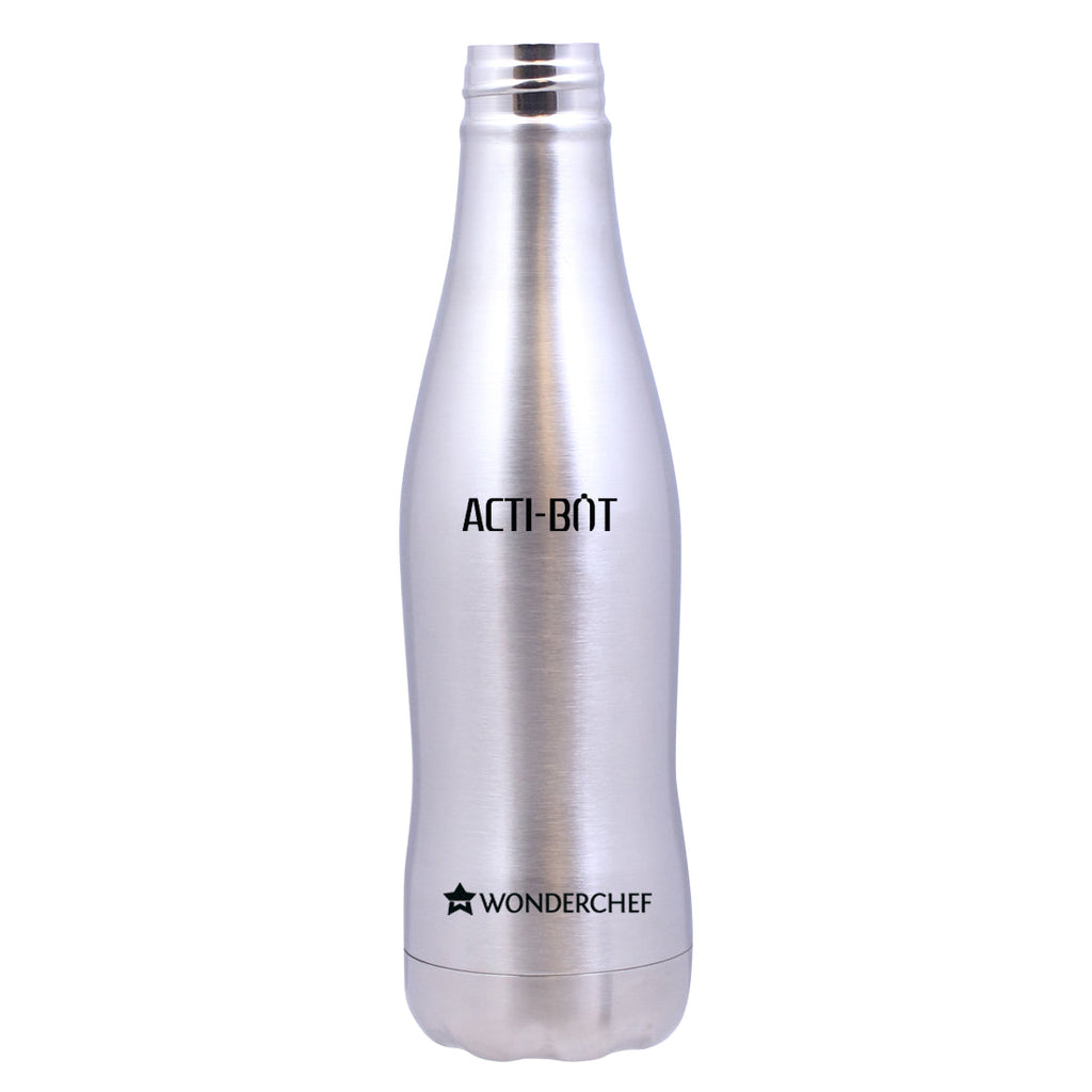 Acti-Bot, 650ml, Stainless Steel Single Wall Water Bottle, Light Weight, Spill and Leak Proof, 2 Years Warranty