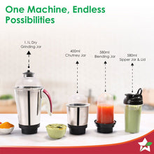 Load image into Gallery viewer, Acura Plus Mixer Grinder | 750W | 4 Jars for Blending, Dry Masala Grinding, Chutney Grinding, Smoothie | Sharp Stainless-Steel Blades | Grind Tough Ingredients | 5-Year Warranty on Motor