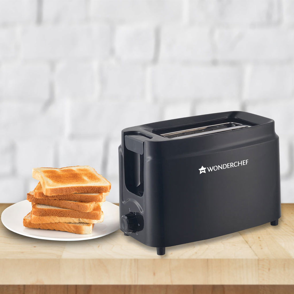 Acura Plus Pop-up Toaster for Kitchen|750 Watt| 2 Bread Slice Automatic Pop-up Electric Toaster| 7- Level Browning Controls|Wide Bread Slots| Auto Shut Off|Mid Cycle Cancel Feature| Removable Crumb Tray| Easy to Clean| Black| 2 Year Warranty