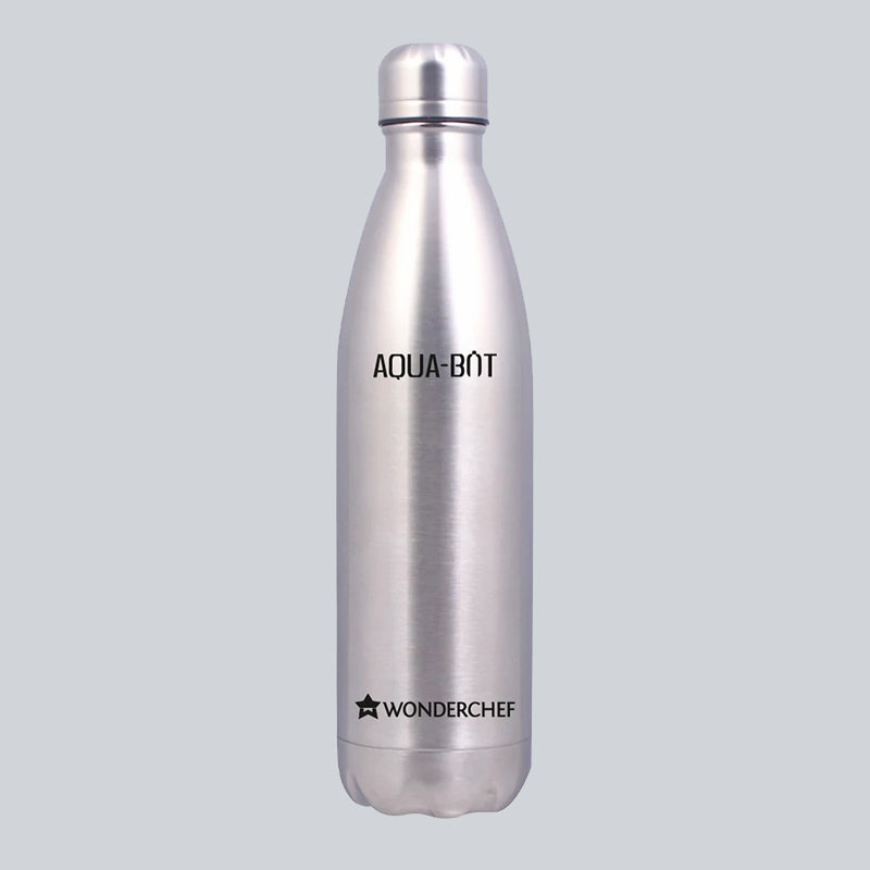 Aqua-Bot, 500ml, Double Wall Stainless Steel Vacuum Insulated Hot and Cold Flask, Spill & Leak Proof, Silver, 2 Years Warranty