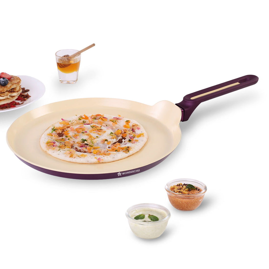 Bellagio Dosa Tawa | 28 cm | Non-Stick Ceramic Coating | Non-Toxic | Pure Aluminium | PFAS and PFOA Free | 3mm Thickness | Two-Tone Soft-Touch Handle | Firm Grip | 2 Years Warranty