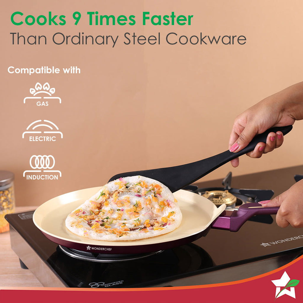 Bellagio Dosa Tawa | 28 cm | Non-Stick Ceramic Coating | Non-Toxic | Pure Aluminium | PFAS and PFOA Free | 3mm Thickness | Two-Tone Soft-Touch Handle | Firm Grip | 2 Years Warranty