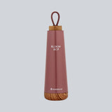 Bloom-Bot, 500ml, Stainless Steel Double wall Water Bottle, Spill & Leak-proof , Wooden Base, Rose Pearl, 2 Years Warranty