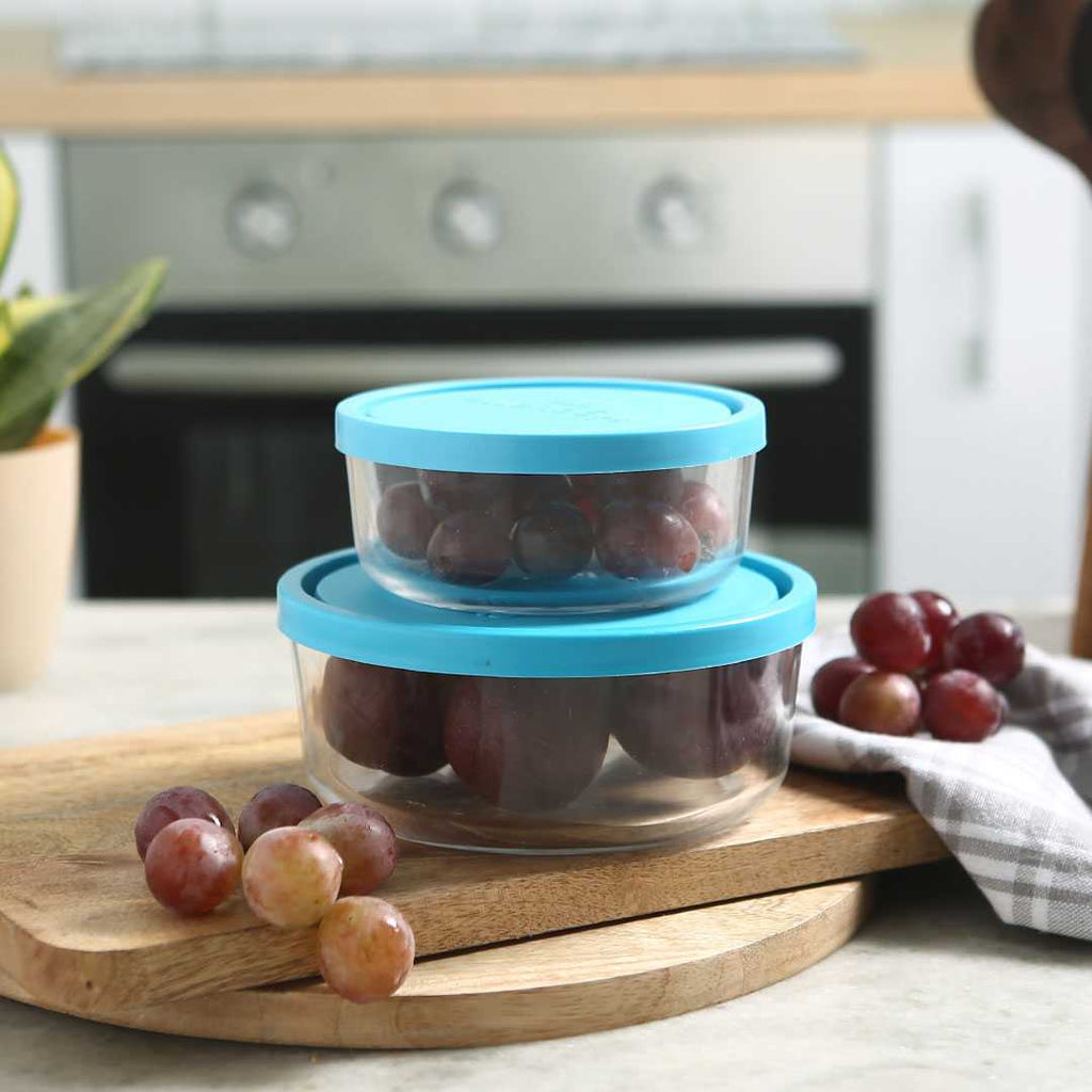 Bormioli Frigoverre 2 Pcs  Round Glass Container