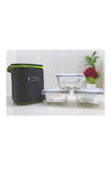 Boston Square Glass Lunch Boxes With Insulated Bag 320ml - Set Of 3 Pcs