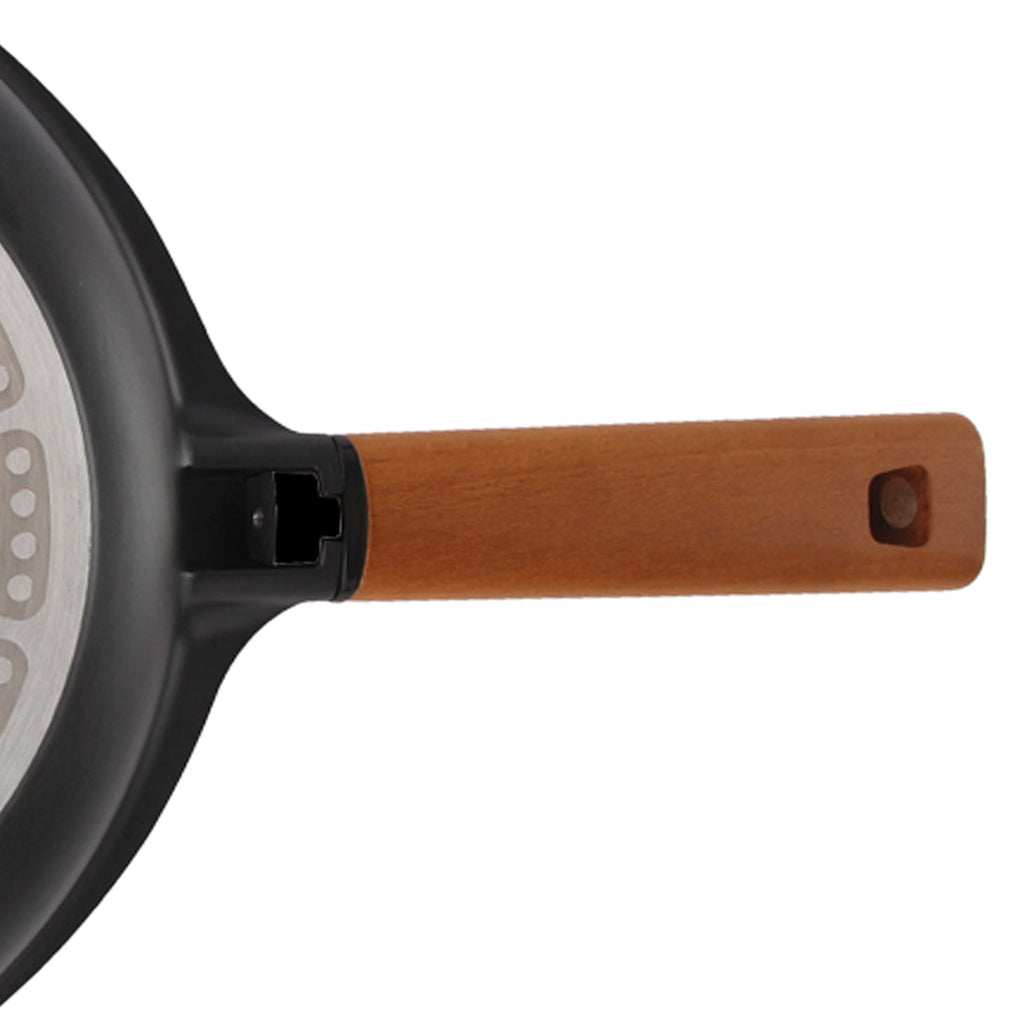 Caesar 20 cm Non-Stick Fry Pan | Induction Bottom | Wooden Handle | Die-Cast Aluminium | Frying Pan Non Stick | 1L | 5mm | 5 Years Warranty | Black