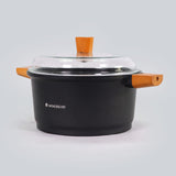 Caesar Non-Stick Casserole with Lid, German Beechwood Handle, Pure Grade Aluminium, Induction Bottom, 5 mm, Black,  5 Years Warranty