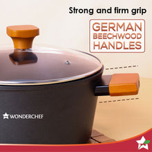 Load image into Gallery viewer, Caesar Non-Stick Casserole with Lid, German Beechwood Handle, Pure Grade Aluminium, Induction Bottom, 5 mm, Black,  5 Years Warranty