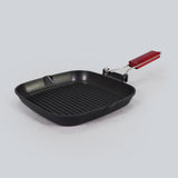 Caesar Nonstick Folding  Grill Pan | Ideal for Barbeque, Tandoori & Sandwiches | Smart Folding Handle | Space Saver | Gas & Induction Friendly | PFOA Free | 2.3L | 5 Year Warranty | Black