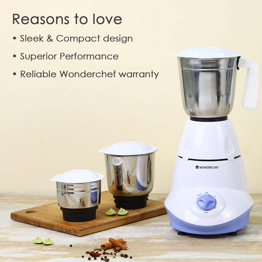 Capri Mixer Grinder 750 Watts 3 Stainless Steel Jars, 5 years Warranty on Motor