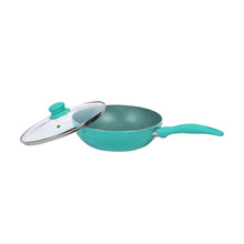 Load image into Gallery viewer, Celebration Non-stick Cookware Set, 5Pc (Wok with Lid, Mini Fry Pan, Dosa Tawa, Grill Pan), Induction Friendly, Soft Touch Handle, Pure Grade Aluminium, PFOA/Heavy Metals Free, 2.2mm, 2 Years Warranty, Turquoise blue