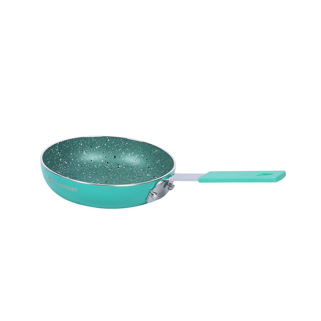 Celebration Non-stick Cookware Set, 5Pc (Wok with Lid, Mini Fry Pan, Dosa Tawa, Grill Pan), Induction Friendly, Soft Touch Handle, Pure Grade Aluminium, PFOA/Heavy Metals Free, 2.2mm, 2 Years Warranty, Turquoise blue