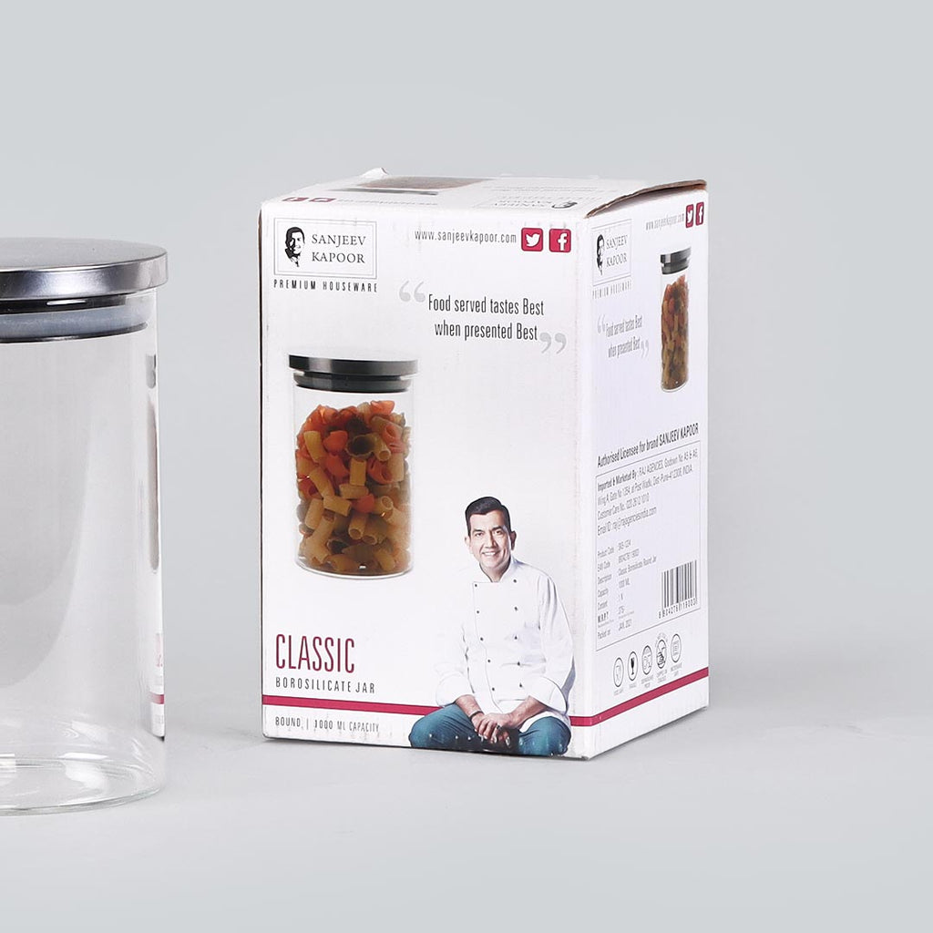 Classic Borosilicate Round Glass Air Tight Jar 1350ml