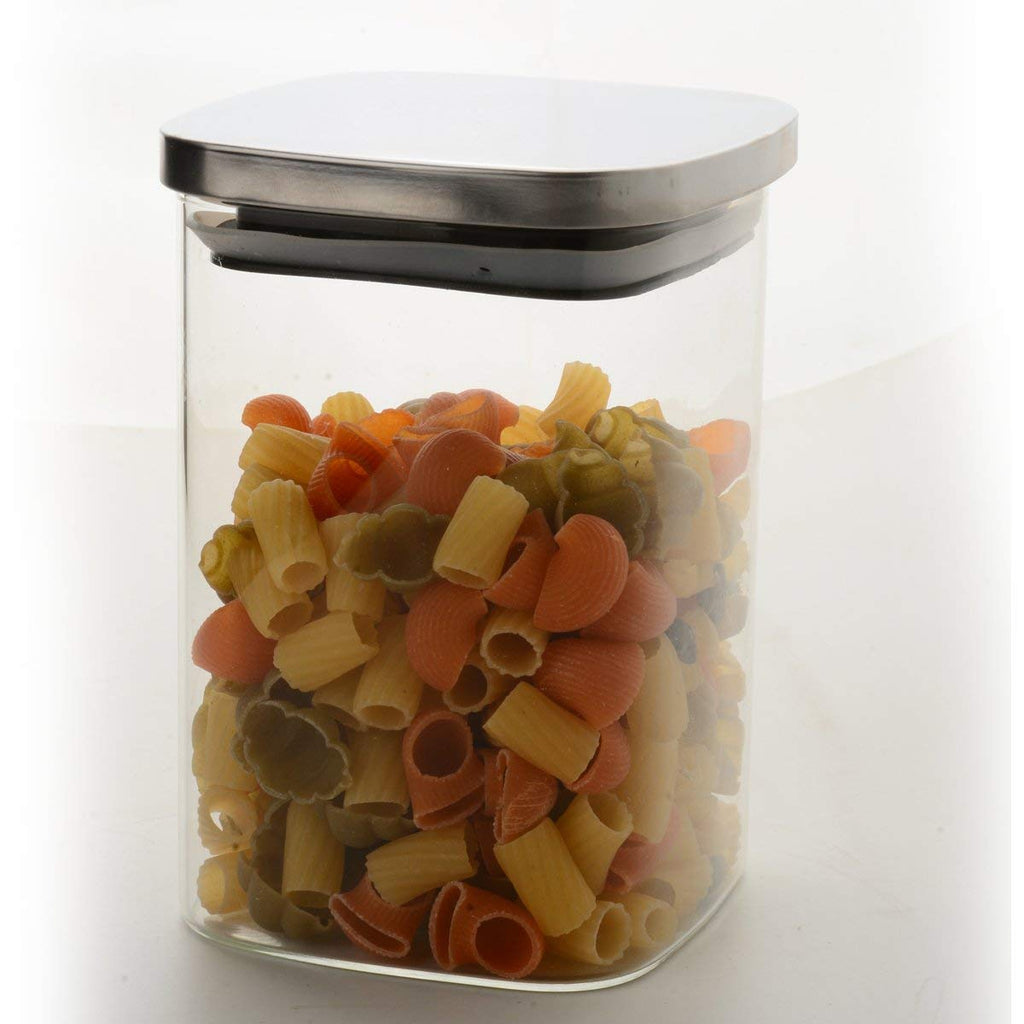 Classic Borosilicate Square Glass Air Tight Jar 1100ml