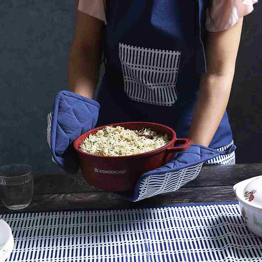 Como Pot holder with pocket - Blue