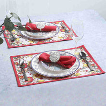 Load image into Gallery viewer, Como Table mats with floral prints - Red (Set of 6)