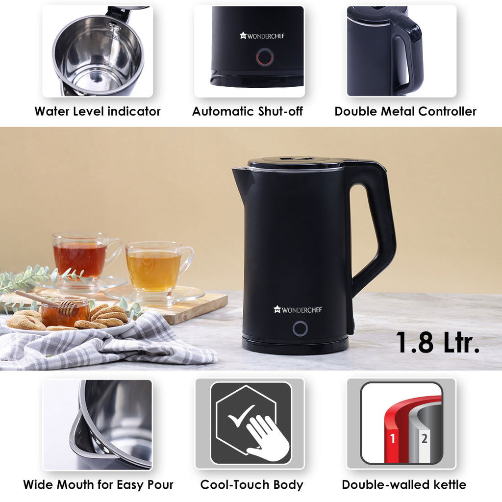 COOL-TOUCH Electric Kettle, 1500 W, 1.8 L, 1 Years Warranty