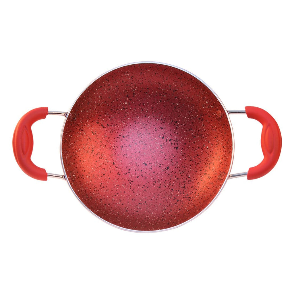 Crimson Aluminium Non-stick Appachetty With Lid, 3 mm, Red