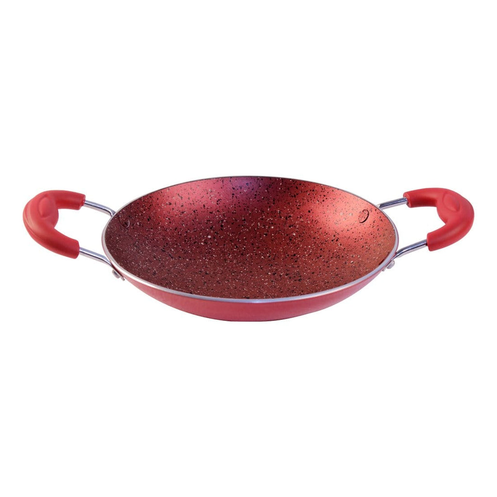 Crimson Aluminium Non-stick Appachetty With Lid, 3 mm, Red