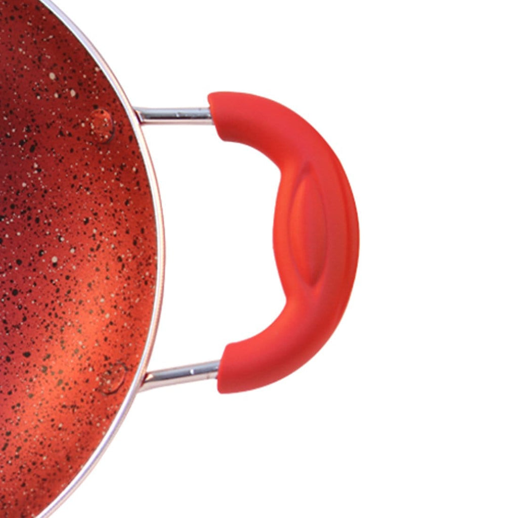 Crimson Aluminium Non-stick Appachetty With Lid, 3 mm, Red