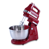 Crimson Revo Stand Mixer and Beater with 5 Speed Settings | Rotating Head Technology | 4.5L SS Bowl | 300 Watt Powerful Copper Motor | Mixing Beater, Dough Hook Attachments & Spatula | Ideal for Home Cooks & Professional Bakers |  2 Year Warranty | Red