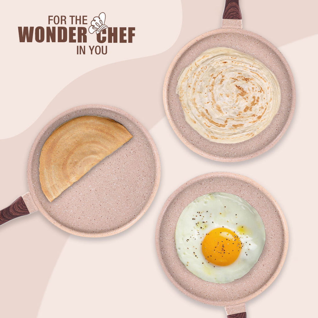 Wonderchef Renewed Duralife Die-cast 28cm Dosa Tawa | 5 Layer Healthy Duramax Non-Stick Coating | Soft Touch Handle | Pure Grade Aluminium | PFOA Free | 1 Year Warranty