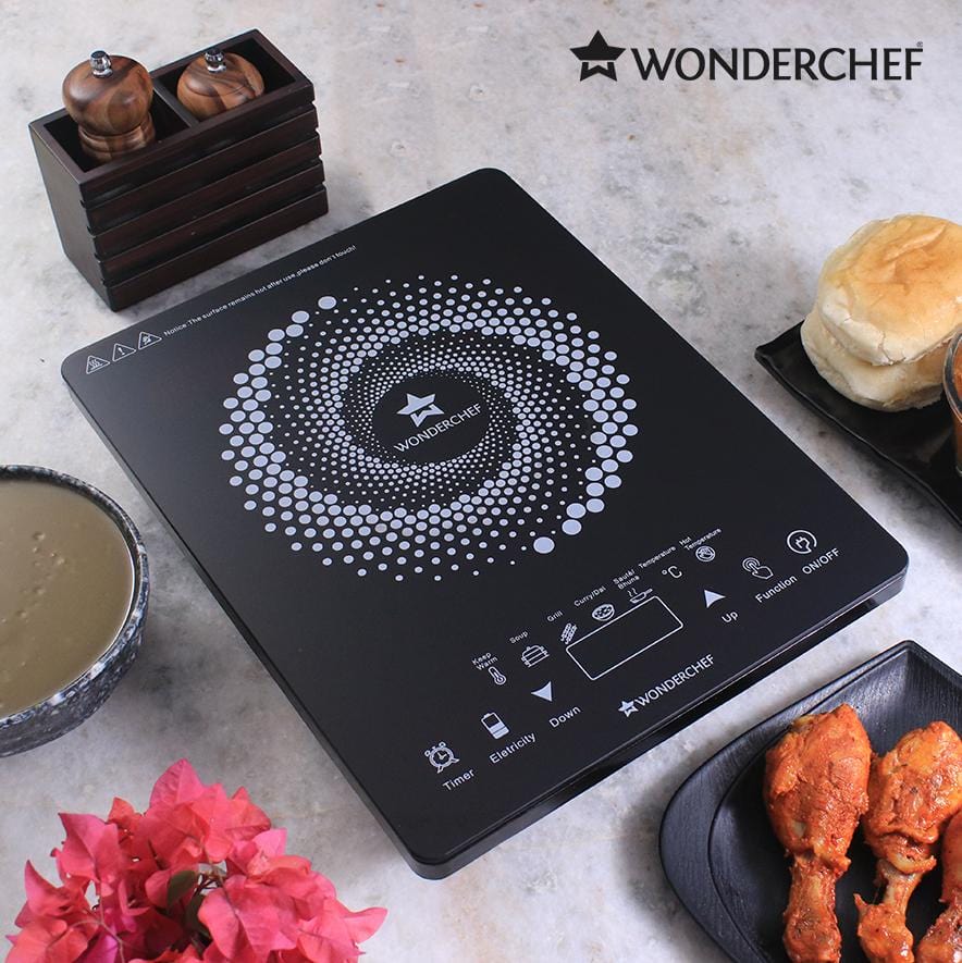 Easy Cook Hot Plate Infrared Cooktop with Feather Touch Control & 6 Power Settings|2200 Watt Induction Cooktop|Pre-set Menus for Soups, Curries, Dals, Saute Masala|Crystal Glass Top Surface| LED Digital Panel | Smart Touch Buttons| 1 Year Warranty